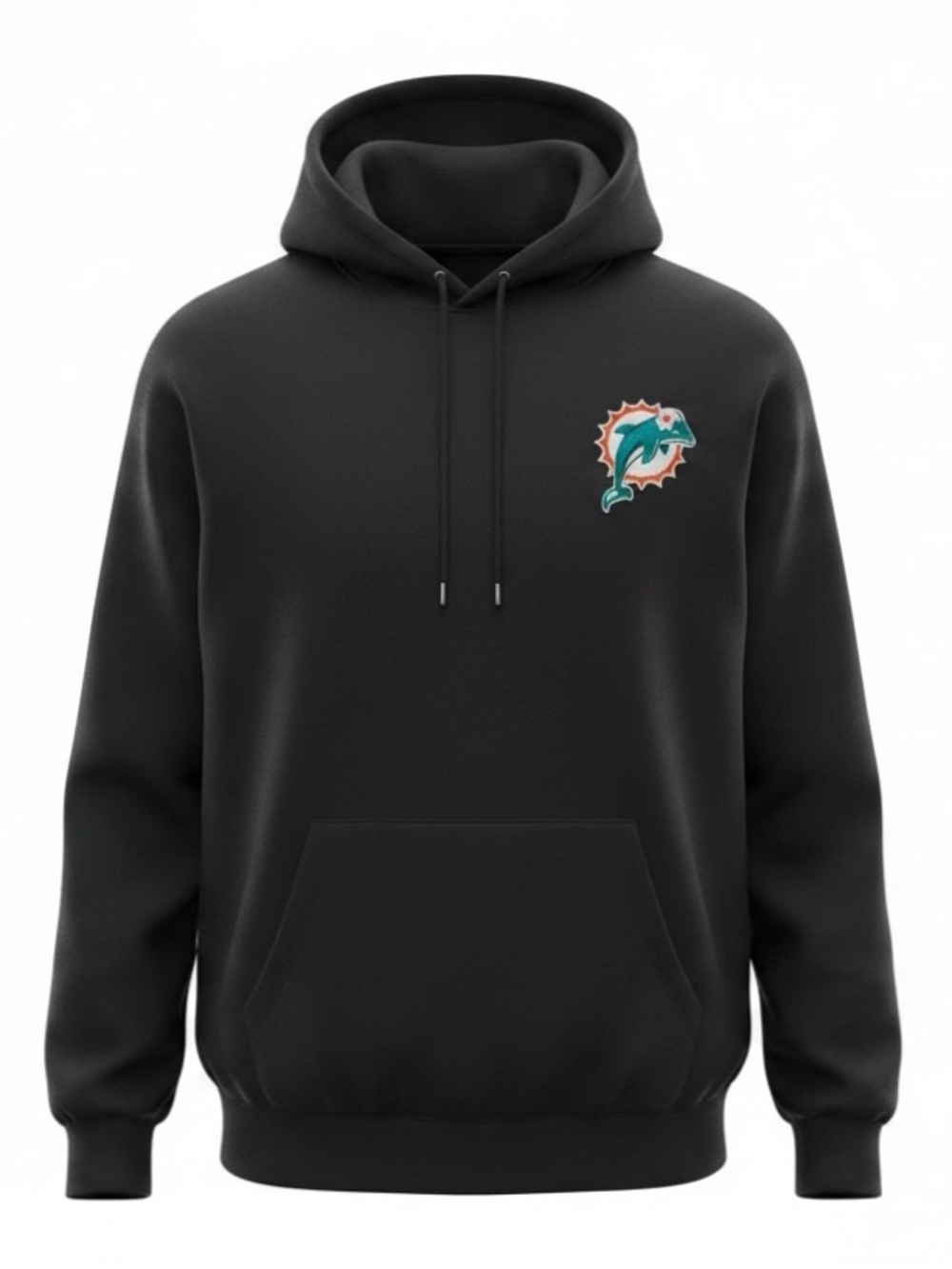 NFL Black Miami Dolphins Graphic Print Long Sleeve Hoodie Size Medium